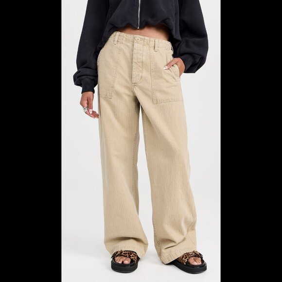 R13 NWT Wide Leg Utility Pants 29 Khaki Beige - Picture 2 of 11